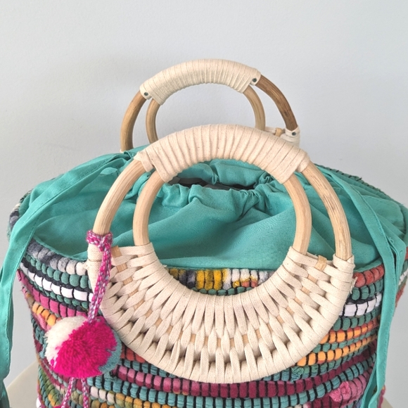 Francesca's Collections Grendaline Woven Colorful Summer Bamboo Tote Bag - Picture 6 of 13